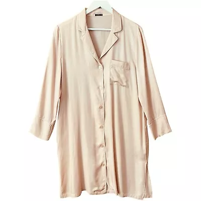 Oysho Womens Sleepshirt Size L Nude Pink Long Sleeve Pocket • $39.90