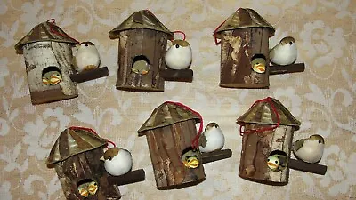 (6) Mushroom Bird Houses W/ Birds - Crafting • $6.99