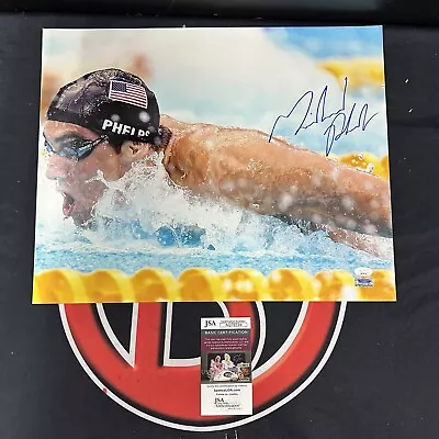 Michael Phelps Autographed 16X20 Olympic Swimming JSA Cert USA America Rare • $239.99