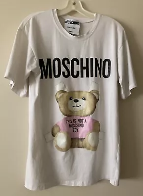 Moschino Couture Milano Teddy Bear Print T-shirt 100% White Cotton Size M Unisex • $54