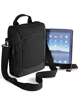 Quadra Ipad/Tablet Shoulder Bag Unisex Black Travel Carry Case Fits 10  Notebook • £23.99