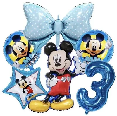 Mickey Mouse 3rd Birthday Boys Blue Balloon Set Party Decorations Age 3 Kids • £7.99