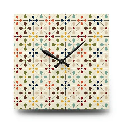 Vintage Pattern Mid Century Modern Wall Clock Acrylic • $37.95