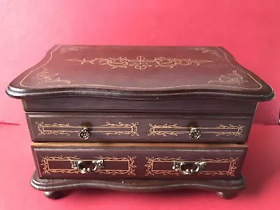 £19.99 • Buy Vintage Wooden Two Tier Musical Jewellery Box With Mirror Drawer Made In Japan