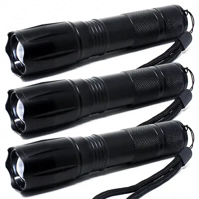 3-Pack Tactical LED Flashlight High Powered 5-Mode Zoomable Zoom AAA • $10.98