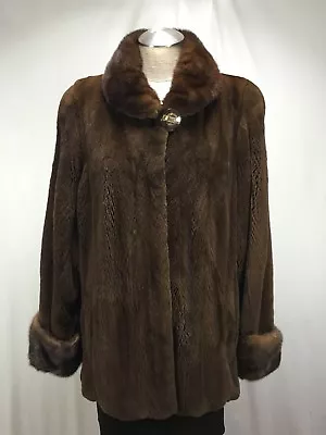 Masterpiece Rare U S Mahogany Plucked Mink Fur Let Out Lady Jacket Free Shipg • $2796.50