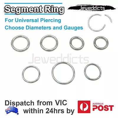 Segment Ring Piercing Seamless Septum Captive Ear Nose Lip Hoop SURGICAL STEEL • $3.99