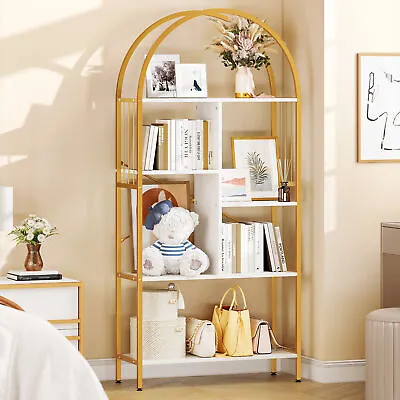 5 Tier Arched Bookshelf Bookcase Storage Shelves With Metal Frame Home Office • $66.99