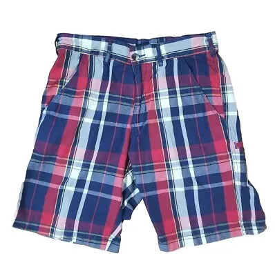 Haggar Shorts Size 32 Men’s Blue/ Red Chino Plaid 10” Inseam • $9.09