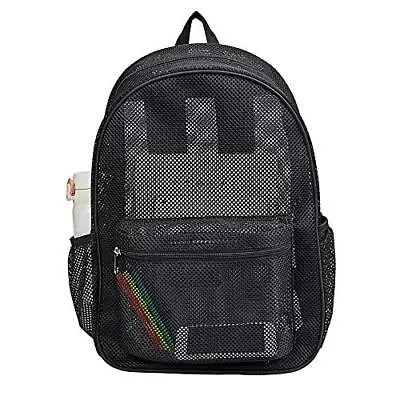Heavy Duty Mesh Backpack See Through College Backpack With Padded Shoulder Stra • $27.27
