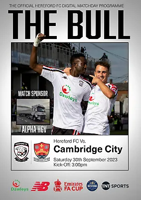 Hereford V Cambridge City FA Cup Saturday 30th September 2023 • £4.99