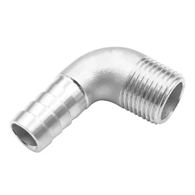 1/2  Hose Barb X 1/2  NPT Male Home Brew Pipe Fitting Stainless Steel 90 Degree  • $17.94