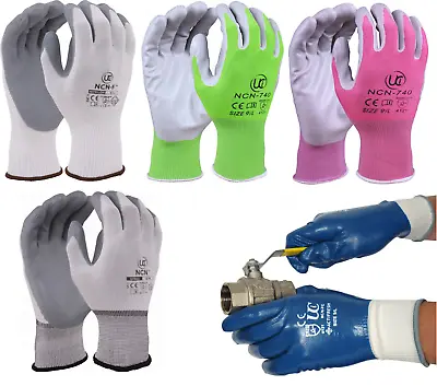 UCI NCN Lightweight Nitrile Coated Work DIY Gardening Assembly Safety Gloves • £2.39