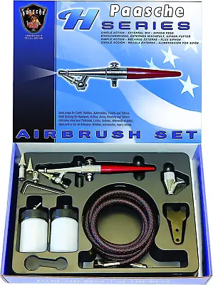 Paasche Airbrush H-Set Single Action Siphon Feed Airbrush Set  Red • $88.31