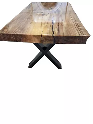 Bespoke Live Edge Epoxy Resin River Table Native Elmmetalsteel Legs • £300