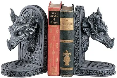 CL2649 Gray Friar Dragon Bookends - Set Of 2 - Medievil Gothic - By Gary Chang • $74.99