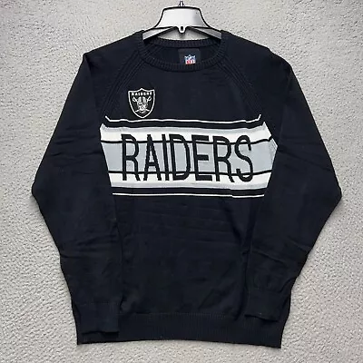 Oakland Raiders Sweater Mens Medium Black G-III Pullover Crew Neck NFL Stretch • $26.95