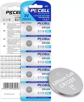 5 X Pkcell Cr1225 Lm1225 Br1225 V1225 3v Lithium Battery Watch Batteries A • $5.98