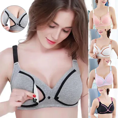 Maternity Seamless Nursing Bra Pregnancy Breastfeeding Gathered Front Open Bra • £6.71