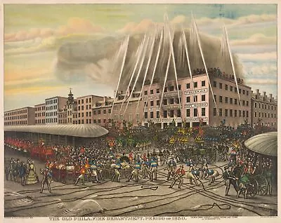 $62 • Buy Wall Decor Poster.Room Interior Art Design.1850 Philadelphia Fire.Firemen.11587