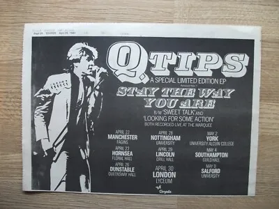 Q TIPS - PAUL YOUNG + UK TOUR DATES 1981  ORIGINAL MUSIC ADVERT 11 X 8 In • £3