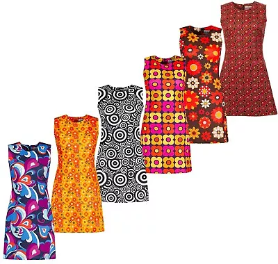 £44.50 • Buy NEW MADCAP RETRO MOD 60s Sixties 70s Print SLEEVELESS DRESS Daytripper 8 - 20