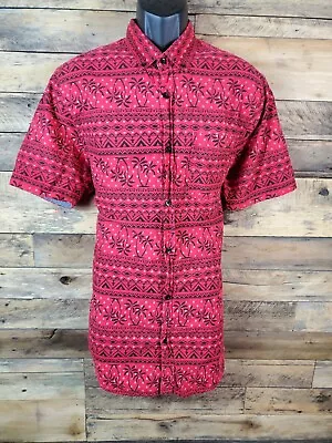 Carbon Longer Length Button Down Shirt Men Size Large Red Chest 41  Length 32  • $9.99