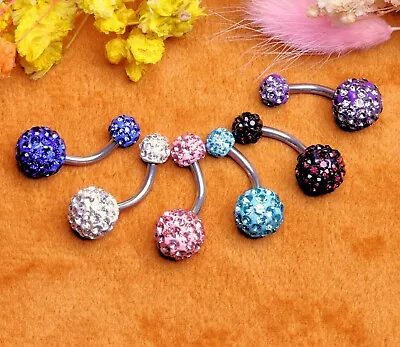 £2.99 • Buy Belly Bar Navel Crystal Shamballa Gem Barbell Labret Lip Bars Tragus Piercing