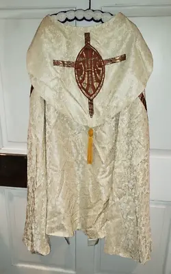 Vintage Catholic Priest Bishop Vestment Short Cope Ivory Imperfect But Beautiful • $145