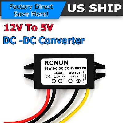 $6.75 • Buy US_ DC-DC 12V To USB 5V 3A Converter Regulator Step Down For Car GPS Smartphone