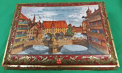 Vintage German Cookie Tin E Otto Schmidt 1988 Large Bridge Over Pegniz River • $34.99