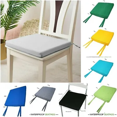 New Waterproof Chair Seat Pads Outdoor Tie On Office Garden Patio Chair Cushions • £30.99