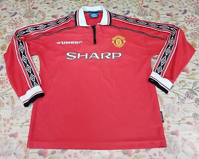 Vintage Manchester United 1998/2000 Size L Umbro Orignal Home Football Shirt L/S • $18.05