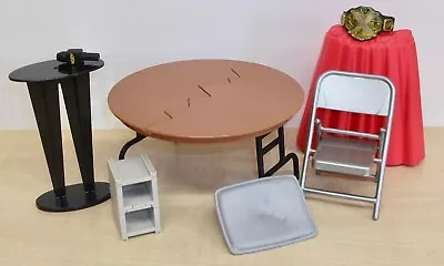 WWE Wrestling Figure Accessories Inc. Breakable Table Steel Chair & Title Belt • £34.99