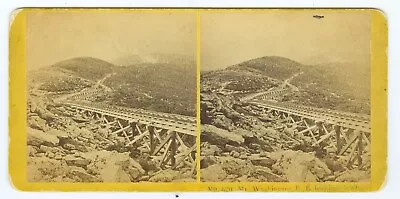 G1067~ NEW HAMPSHIRE –Mt Washington Cog–Below Jacob’s Ladder Stereoview • $8