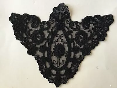 8 Pcs Vintage Black Beaded Cord Embroidered Venise Net Yoke Applique • $16.99