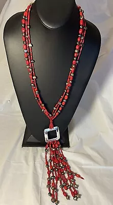 Jay King Mine Finds Vintage Genuine Red Coral Sterling Pearls  Necklace Boho • $125