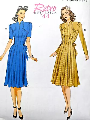 BUTTERICK B6485 VINTAGE 40's DRESS FRONT TUCK SHOULDER BUST DETAIL PATTERN 6~22 • $9.99