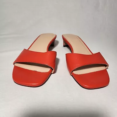 J. CREW Lina  Kitten-Heel Sandals Orange/Red Size 8.5 Made In Italy! Exc. Cond. • $44.50