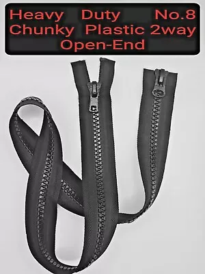 £5.79 • Buy Black Chunky Plastic  Zips  No8  Heavy Duty  2way Open Ended  For Jackets Coats