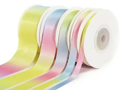 10m Reels - Satin Rainbow Bright / Pastel - Double Sided - Various Widths • £3.95