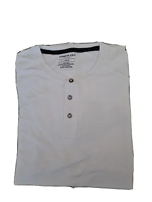 NWT Kenneth Cole Men's Slim Fit Techni-Cole Stretch 3 Button T Shirt White Large • $17.90