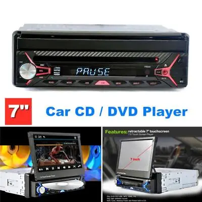 7  1DIN Car CD/DVD Player FM Radio Stereo MP5 GPS Navi Flip Out Touch Screen USB • $202.99