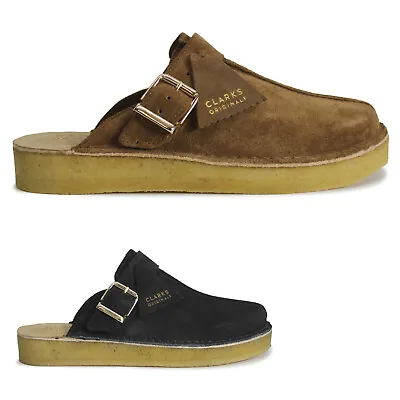 Clarks Originals Mens Shoes Trek Mule Casual Mule Slip On Buckle Clog Suede • £120.38