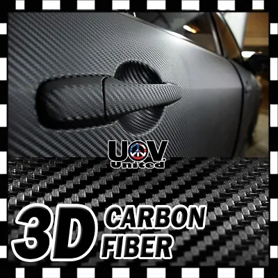 12  X 60  Premium Matte Black 3D Carbon Fiber Vinyl Wrap Bubble Free Release U1 • $8.80