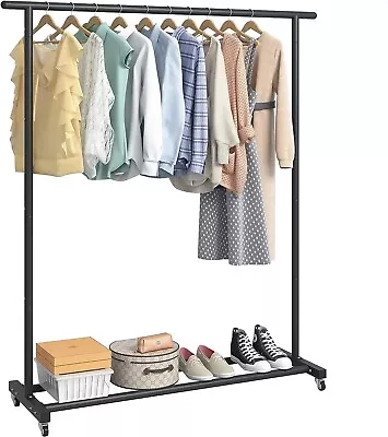 Buzowruil Clothing Rack Clothes Rack Standard Rod Simple Rolling Metal Garment R • $22.99