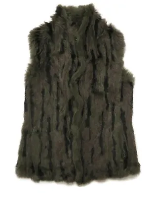 June Real Rabbit Fur Open Cardigan Vest Jacket Womens Small Brown Super Soft • $49.99