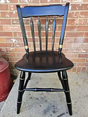 Vintage Ethan Allen Baumritter Dining Chair Thumb Back Black Gold Stenciling #3 • $139.99