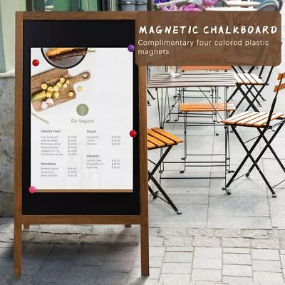 Folding Chalkboard A Frame Market Menu Sign Blackboard Magnetic Wet/Dry-Erase  • $50.99