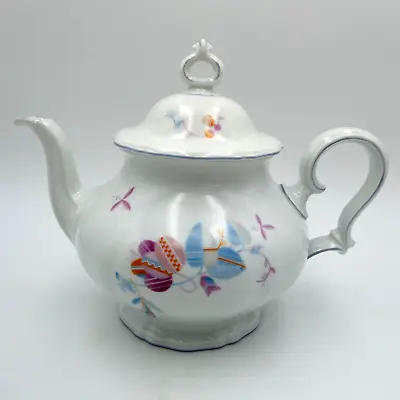 Rosenthal Chippendale Teapot & Lid Abstract Floral Pink Blue Madeleine • $64.98